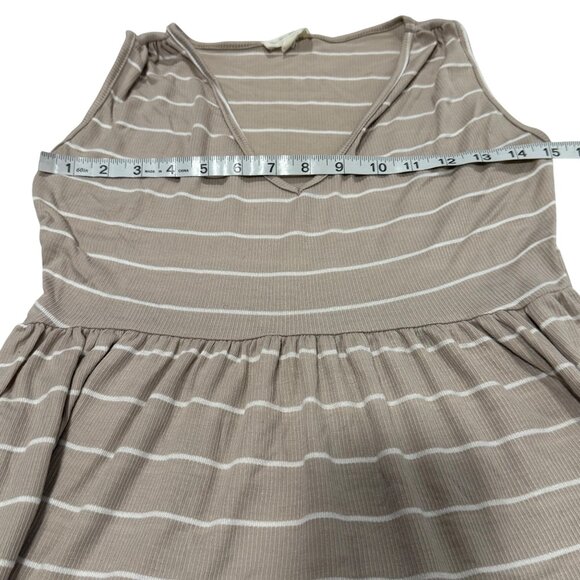 See You Monday Tan Cream Stripe Sleeveless Dress‎ Size S - Picture 5 of 6